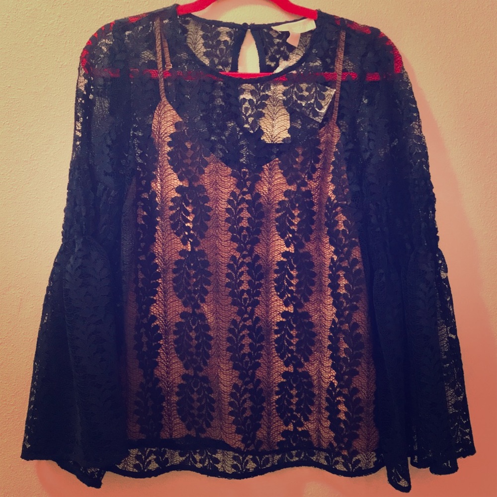 NWT! Michael Kors Navy Lace Top & Cami - Size Med